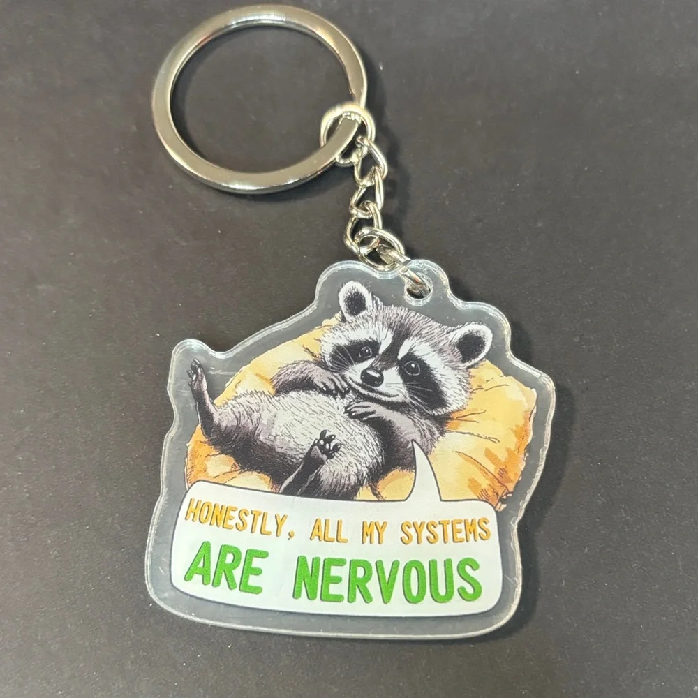 🔥RACCOON EMOTIONAL SUPPORT KEYCHAIN (NERVOUS)